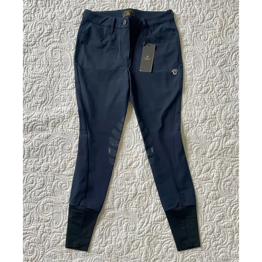 Carma Italia Wonder Pat Breeches IT 38 Navy Knee Grip NWT Italy